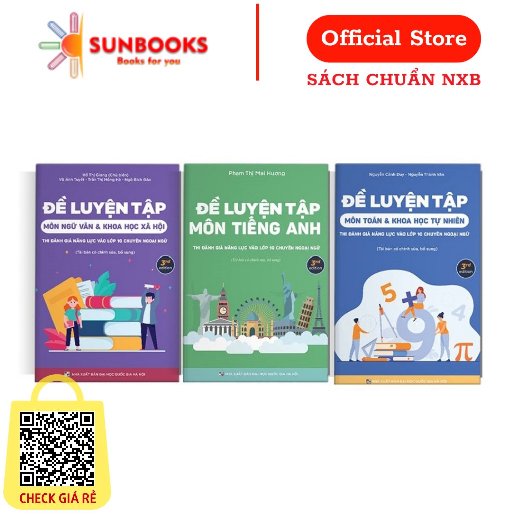 Bộ sách Đề luyện thi vào lớp 10 THPT Chuyên Ngoại Ngữ (Combo Toán Văn Anh)