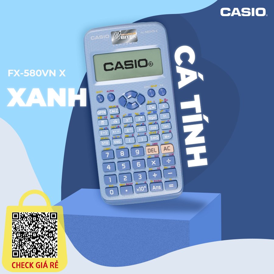 [MÀU XANH DƯƠNG] Máy tính cầm tay CASIO 580VNX CŨ (80 - 99%) bảo hành hãng lên đến 7 năm| Đã qua sử dụng chính hãng