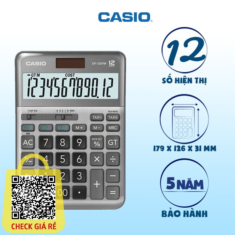 Máy tính Casio DF-120FM chính hãng dành cho cửa hàng, shop bán hàng và văn phòng