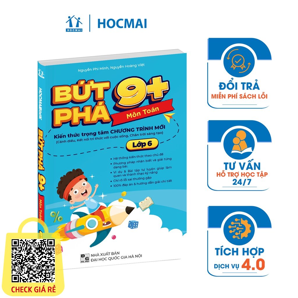 Sách Bứt phá 9+ lớp 6 môn Toán (Theo chương trình SGK mới). Bí kíp giúp con đạt toàn điểm 9,10 trên lớp