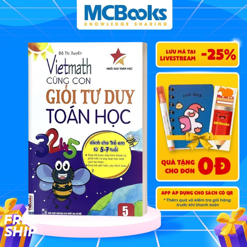 Sách Vietmath - Cùng con giỏi tư duy toán học 5 (Tái bản 2020) - MCBooks