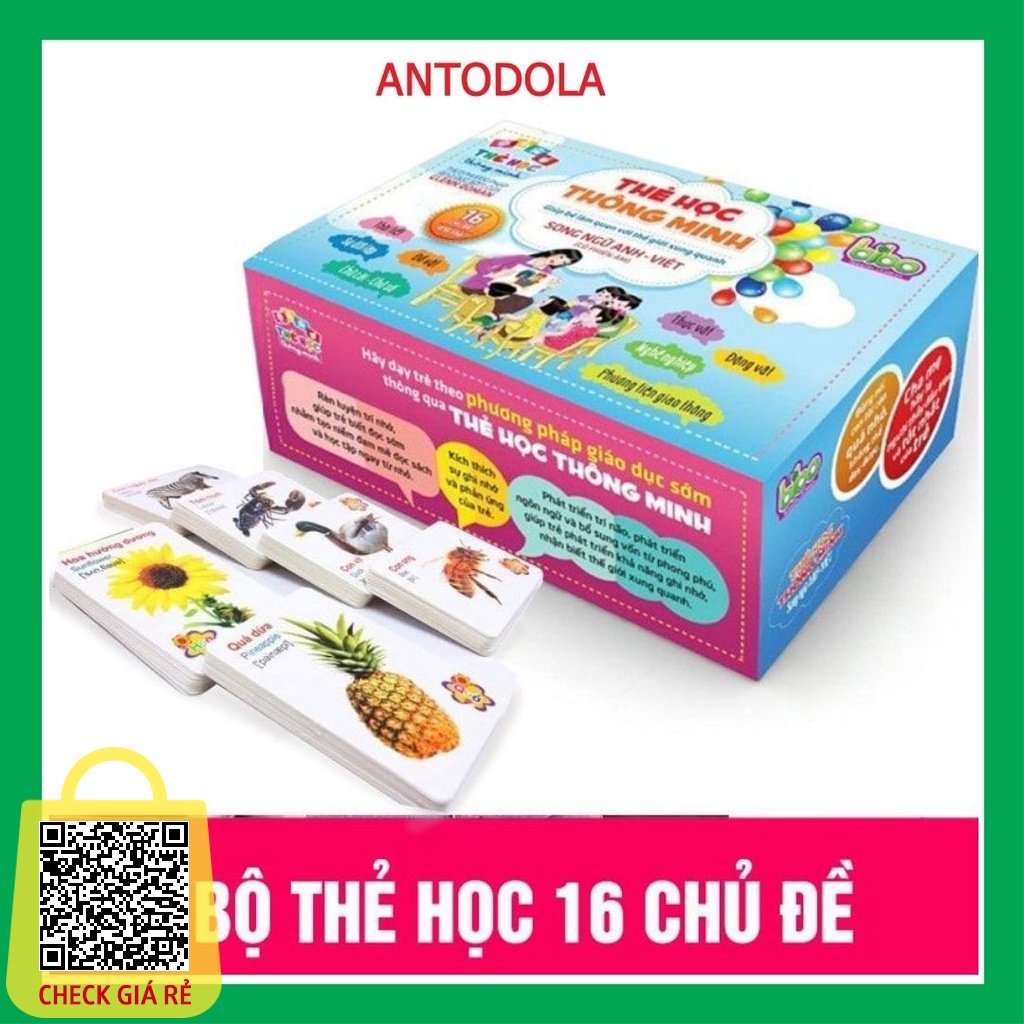 Thẻ Học Thông Minh Cho Bé Loại Cứng To 16 Chủ Đề Có Hình Ảnh Minh Họa Và Phiên Âm Tiếng Anh