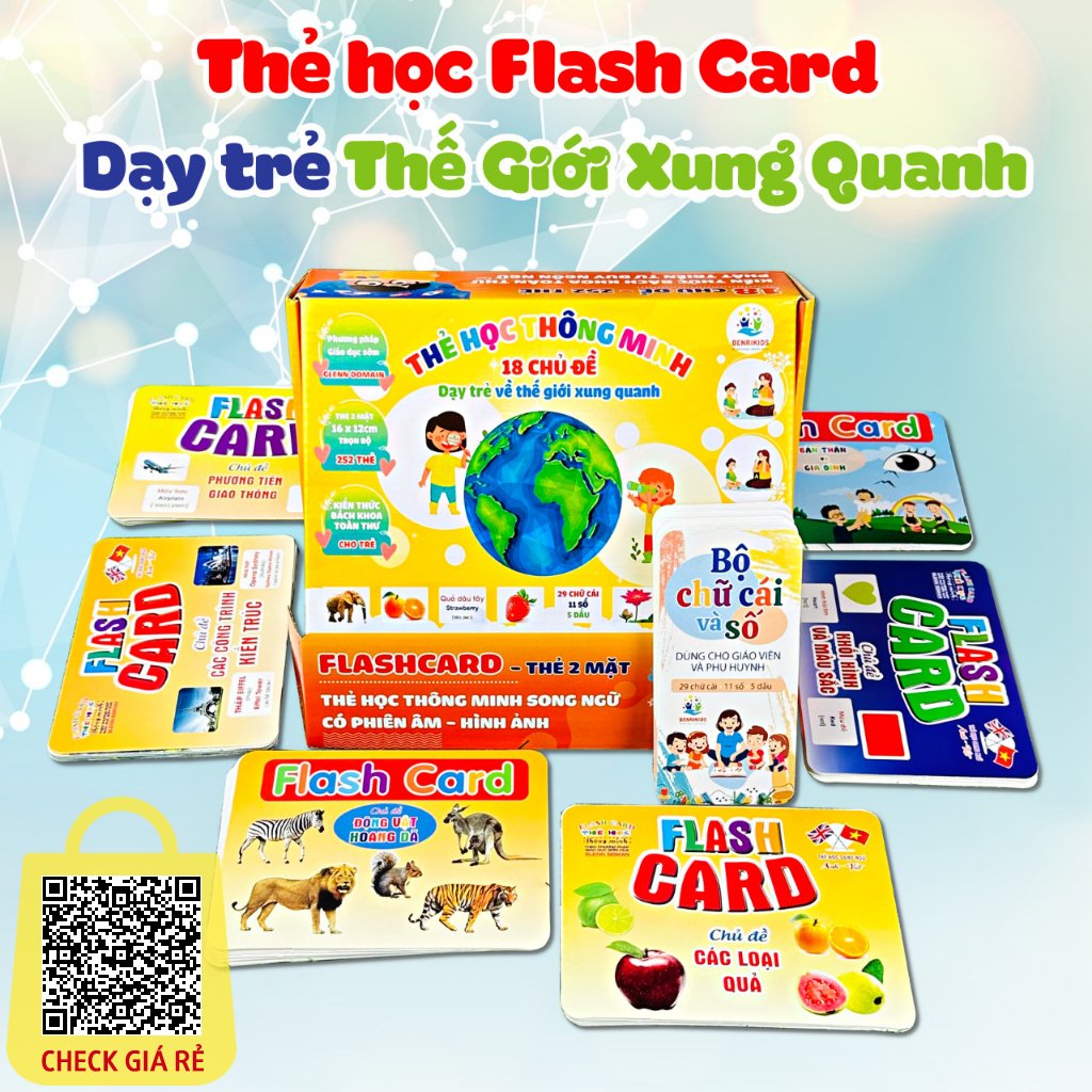 Thẻ Học Thông Minh - Flashcard Song Ngữ Nhiều Chủ Đề Kèm Hình Ảnh Minh Họa Ngộ Nghĩnh Cho Bé Học Tiếng Anh Tại Nhà