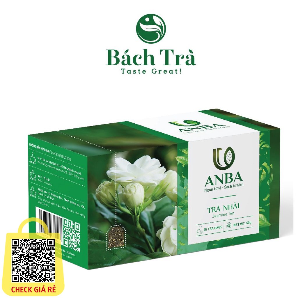 Trà Nhài túi lọc ANBA giàu vitamin chống oxy hóa hỗ trợ miễn dịch định lượng 50g đóng gói 25 túi