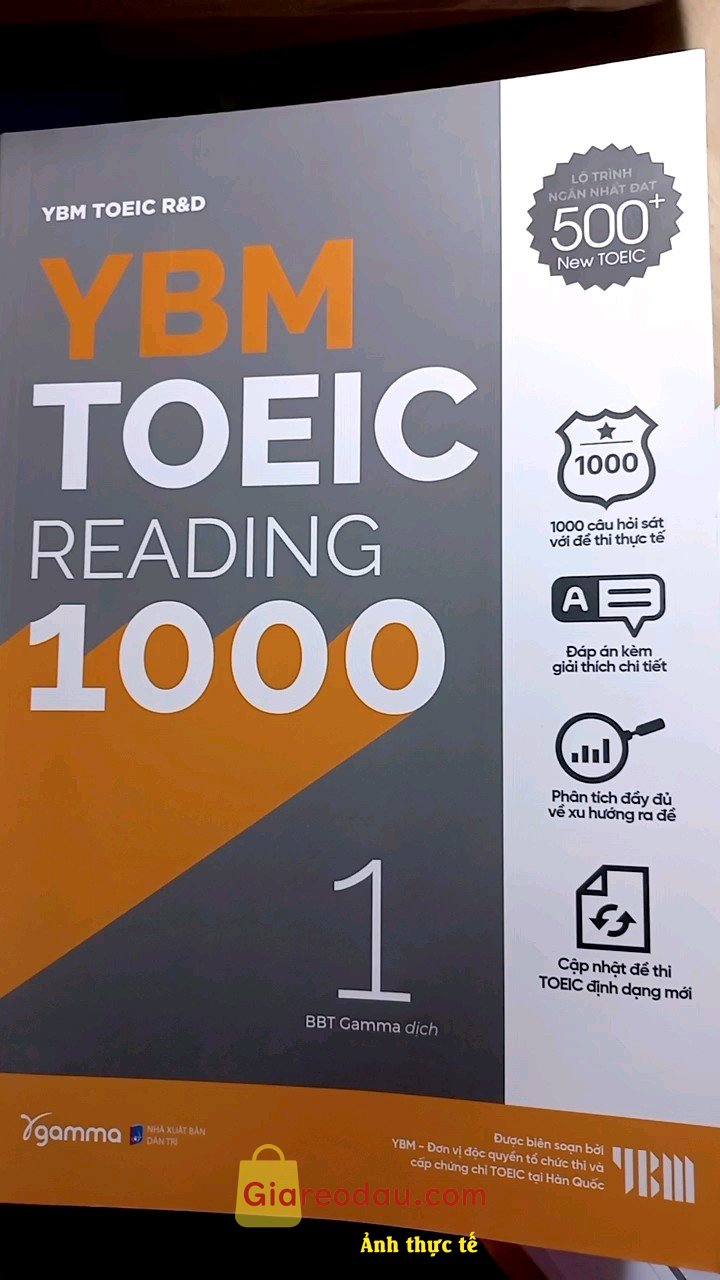 Giảm giá [Mã giảm 25%] Sách Lẻ/Combo YBM Toeic Reading 1000 Vol 1 + Vol 2. Khổ sách 16×24cm. Sách gồm 10 bài test. Đóng gói kỹ càng, giao hàng. 