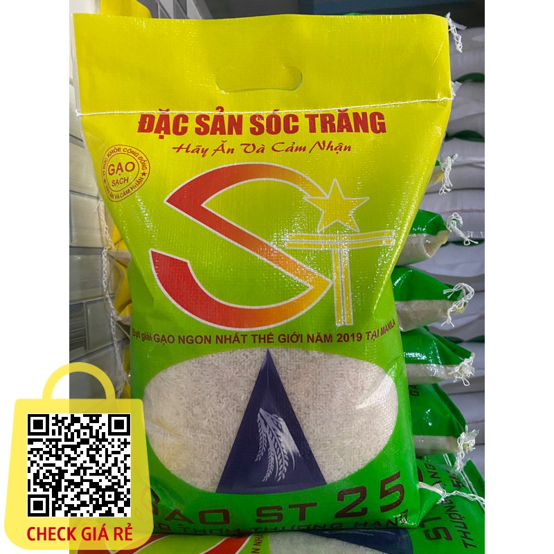 Gạo ST25 Dẻo mềm, Thơm cơm )bao 5kg)