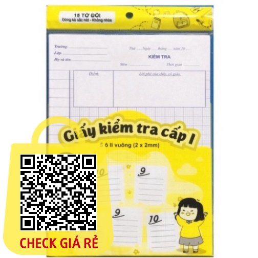 Giấy kiểm tra cấp 1 (5 ô li vuông,15 tờ đôi) - Ndbooks - ND