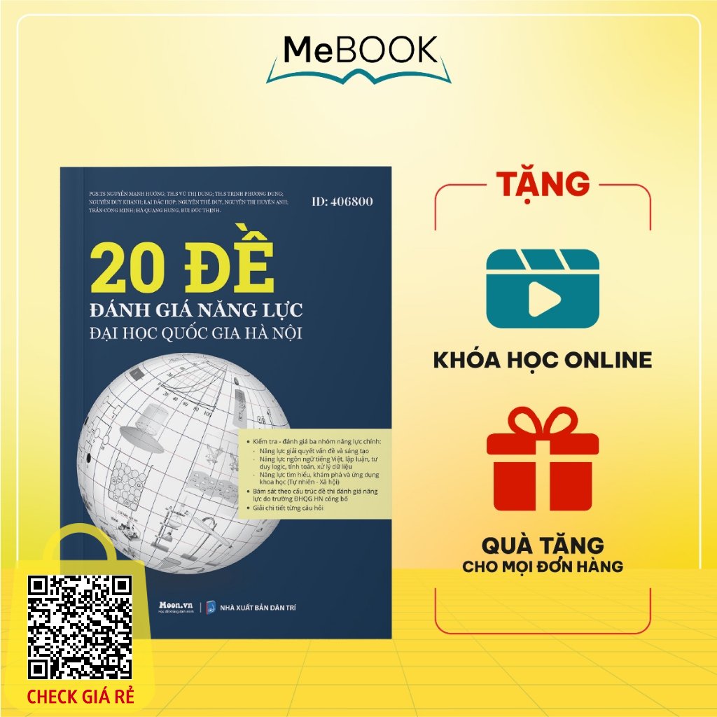 Sách 20 đề ôn thi đánh giá năng lực 2024, ĐHQG HÀ NỘI | Me Book