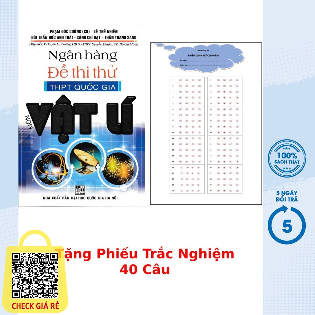 Sách Ngân Hàng Đề Thi Thử THPT Quốc Gia Môn Vật Lí + Tặng Phiếu Trắc Nghiệm 40 Câu HA